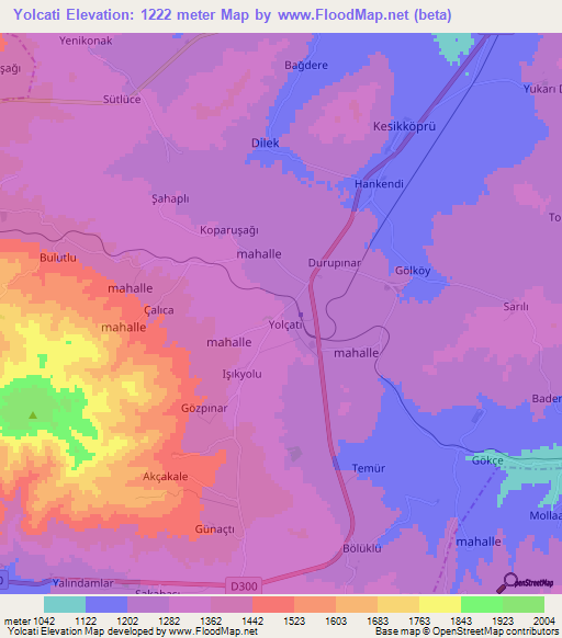 Yolcati,Turkey Elevation Map