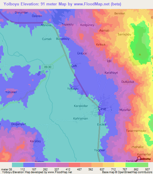 Yolboyu,Turkey Elevation Map