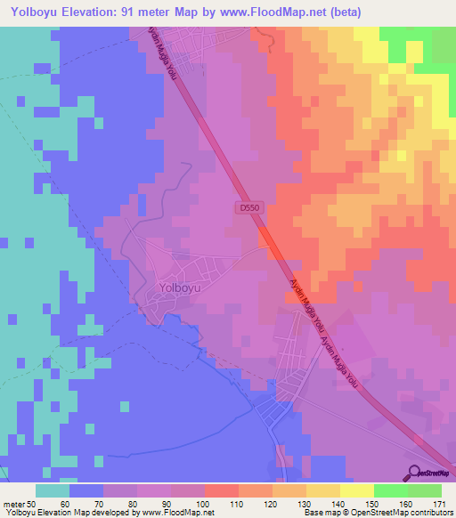 Yolboyu,Turkey Elevation Map