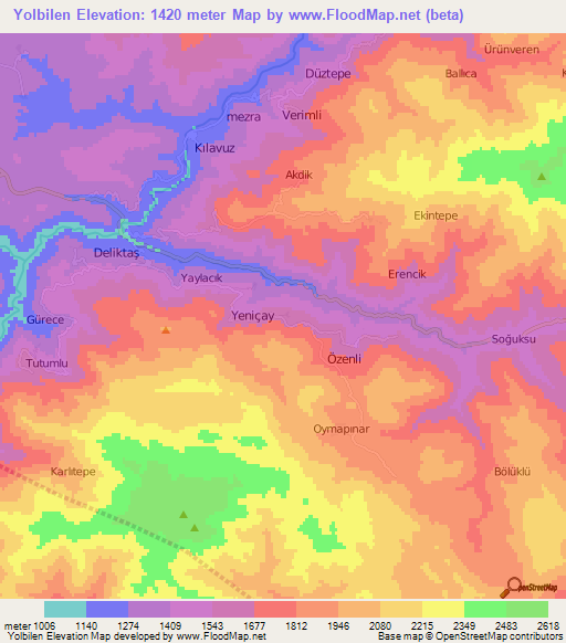 Yolbilen,Turkey Elevation Map