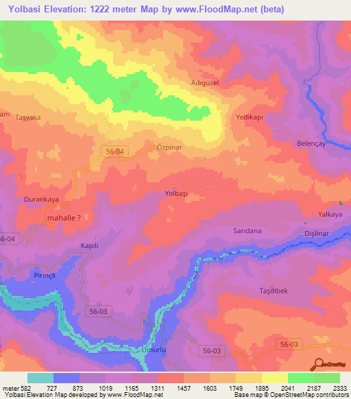 Yolbasi,Turkey Elevation Map