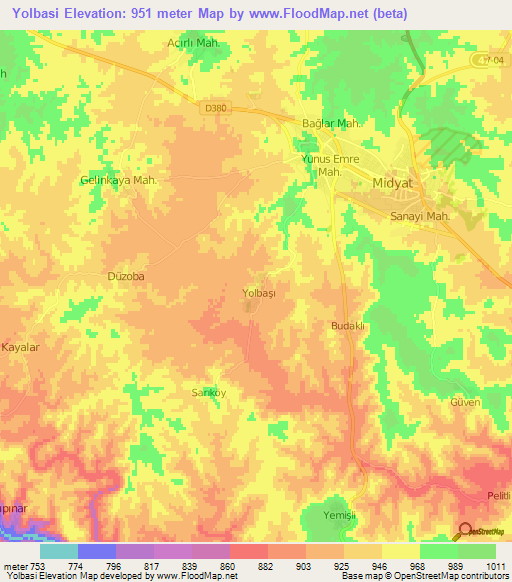 Yolbasi,Turkey Elevation Map