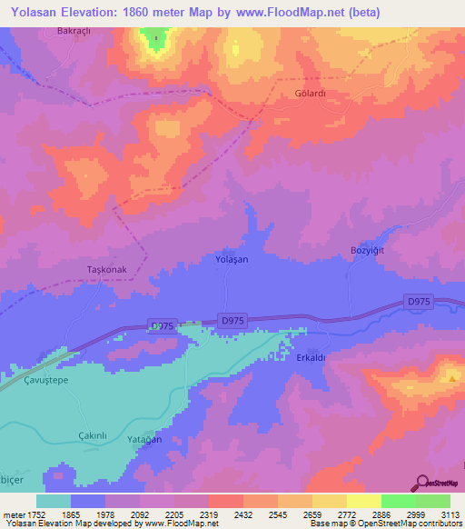 Yolasan,Turkey Elevation Map