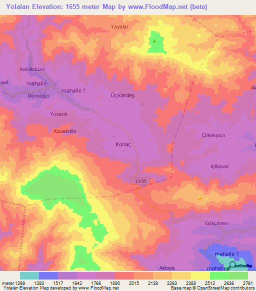 Yolalan,Turkey Elevation Map