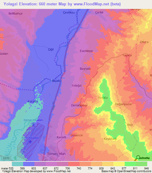 Yolagzi,Turkey Elevation Map