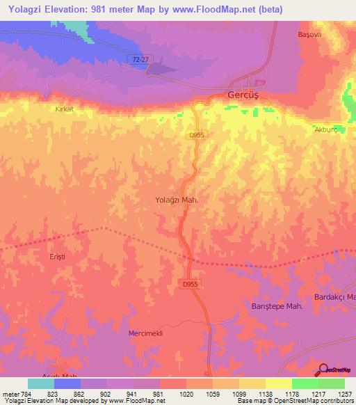 Yolagzi,Turkey Elevation Map