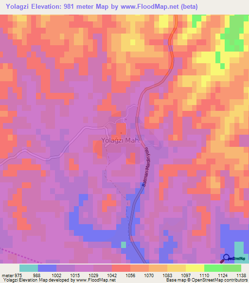 Yolagzi,Turkey Elevation Map