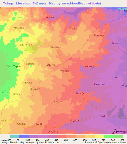 Yolagzi,Turkey Elevation Map