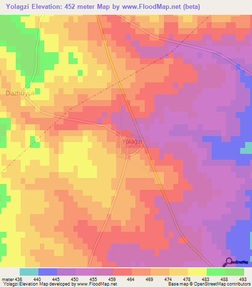 Yolagzi,Turkey Elevation Map