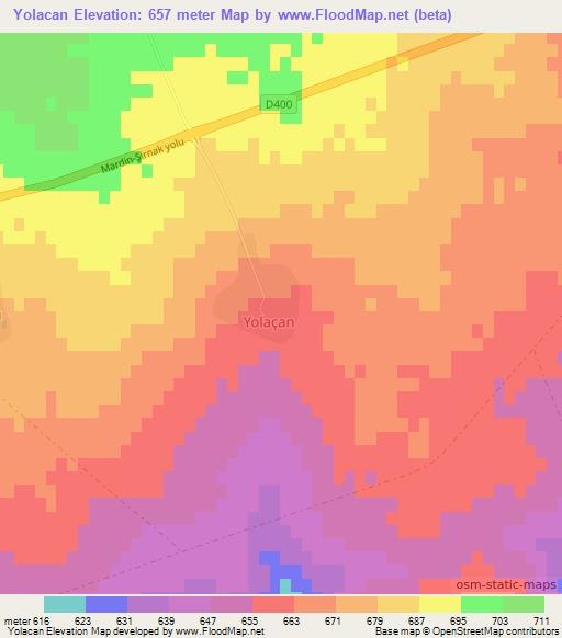 Yolacan,Turkey Elevation Map