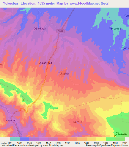 Yokusbasi,Turkey Elevation Map