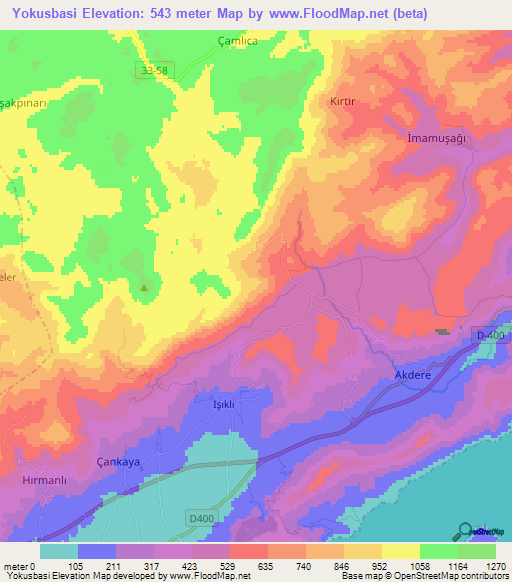 Yokusbasi,Turkey Elevation Map