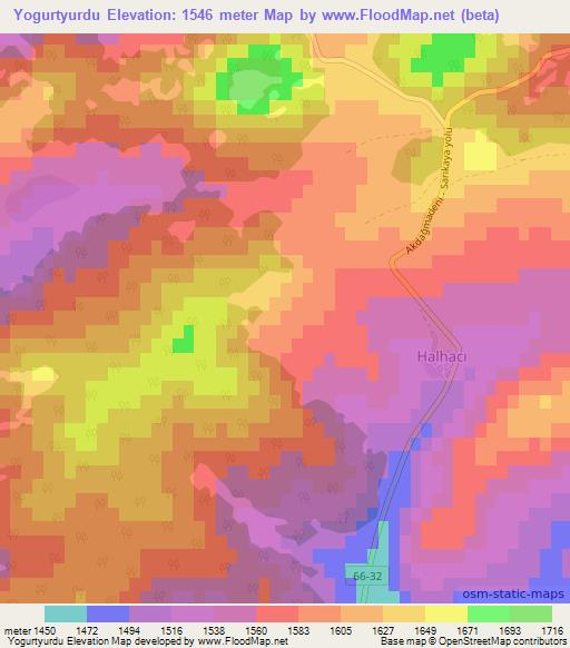 Yogurtyurdu,Turkey Elevation Map