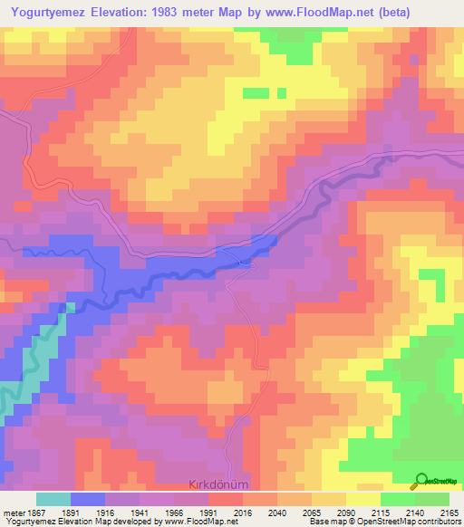 Yogurtyemez,Turkey Elevation Map