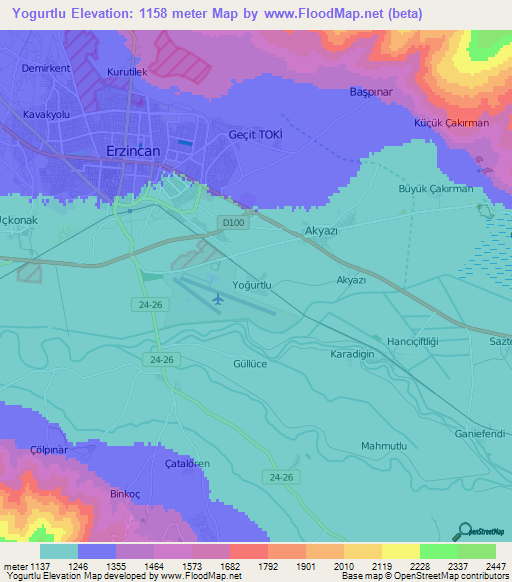 Yogurtlu,Turkey Elevation Map