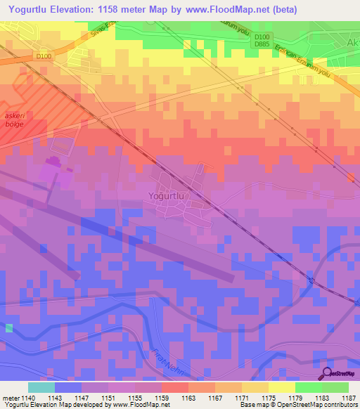 Yogurtlu,Turkey Elevation Map