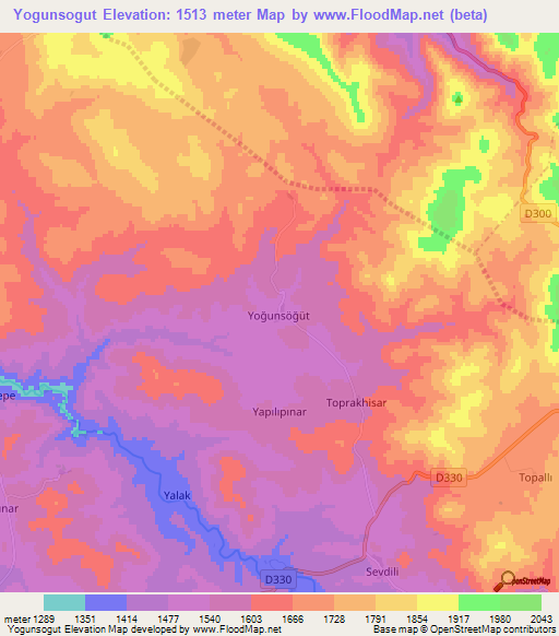 Yogunsogut,Turkey Elevation Map