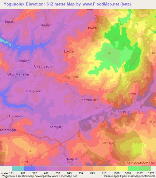 Yogunoluk,Turkey Elevation Map