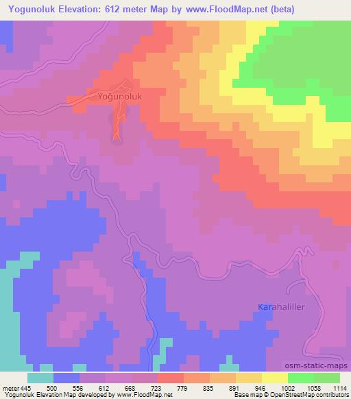 Yogunoluk,Turkey Elevation Map