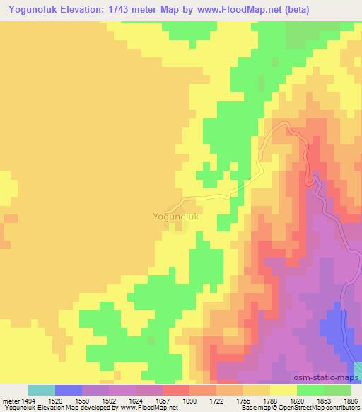 Yogunoluk,Turkey Elevation Map