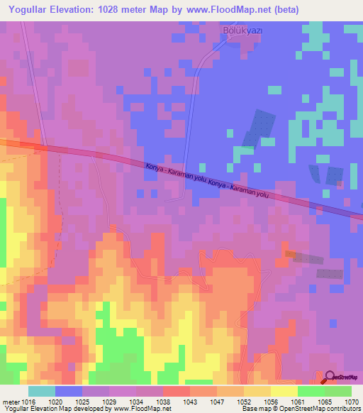 Yogullar,Turkey Elevation Map