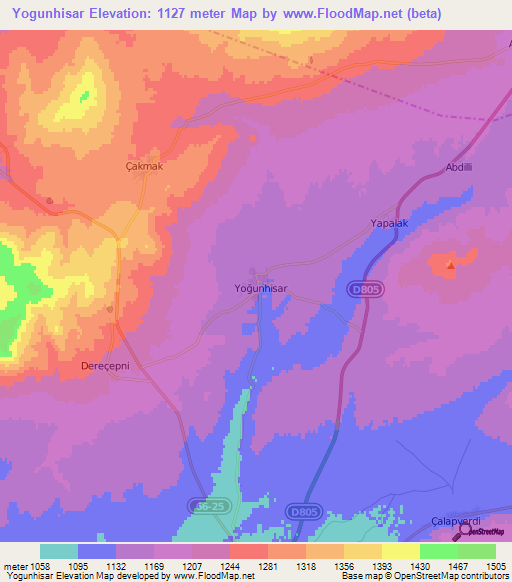 Yogunhisar,Turkey Elevation Map