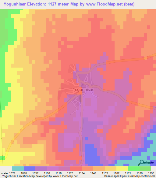 Yogunhisar,Turkey Elevation Map