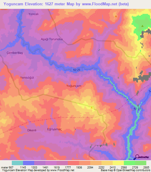 Yoguncam,Turkey Elevation Map