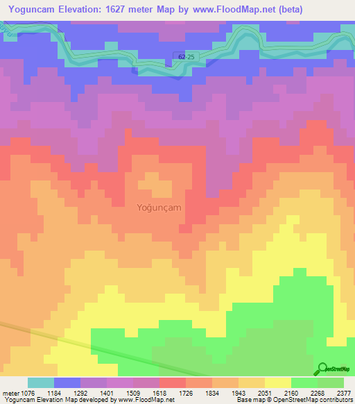 Yoguncam,Turkey Elevation Map