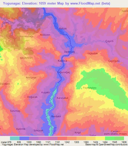 Yogunagac,Turkey Elevation Map