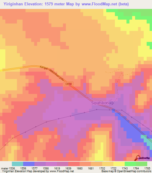 Yiriginhan,Turkey Elevation Map