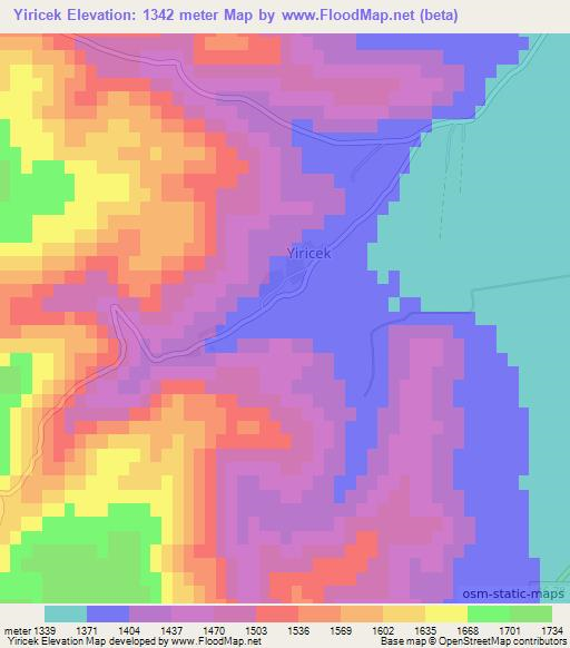 Yiricek,Turkey Elevation Map