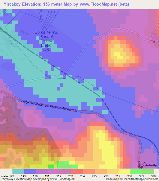 Yircakoy,Turkey Elevation Map