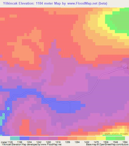 Yilkincak,Turkey Elevation Map