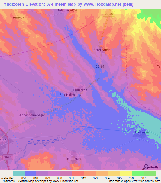 Yildizoren,Turkey Elevation Map