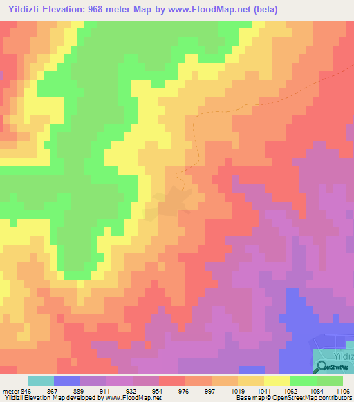 Yildizli,Turkey Elevation Map