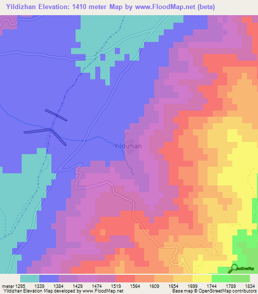 Yildizhan,Turkey Elevation Map