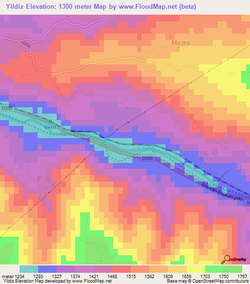 Yildiz,Turkey Elevation Map