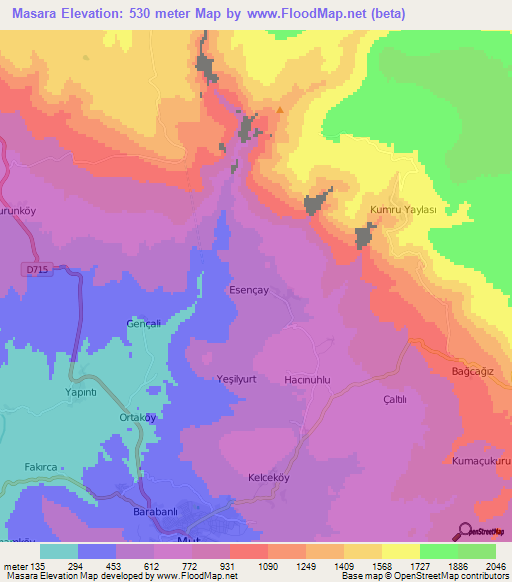 Masara,Turkey Elevation Map