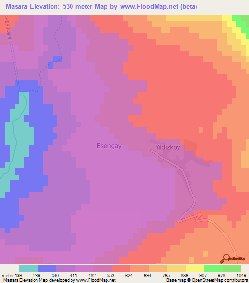 Masara,Turkey Elevation Map