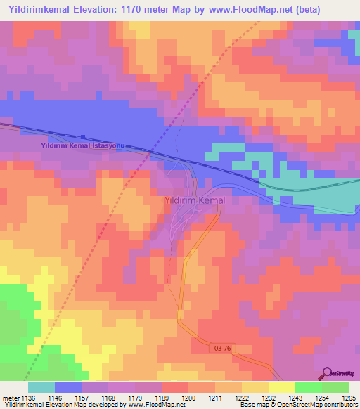 Yildirimkemal,Turkey Elevation Map