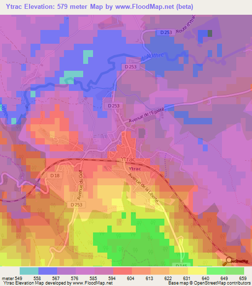 Ytrac,France Elevation Map