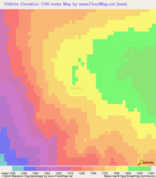 Yildirim,Turkey Elevation Map