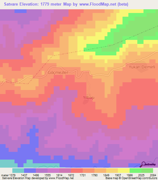 Satvare,Turkey Elevation Map