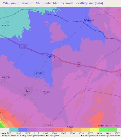 Yilanyusuf,Turkey Elevation Map