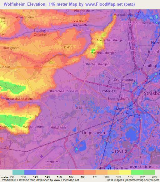 Wolfisheim,France Elevation Map