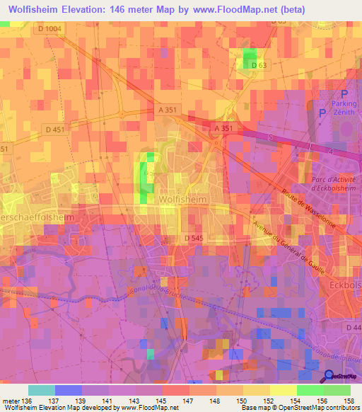 Wolfisheim,France Elevation Map