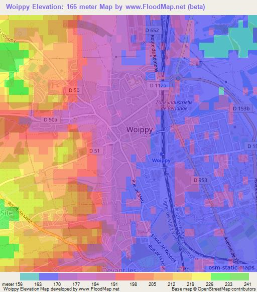 Woippy,France Elevation Map