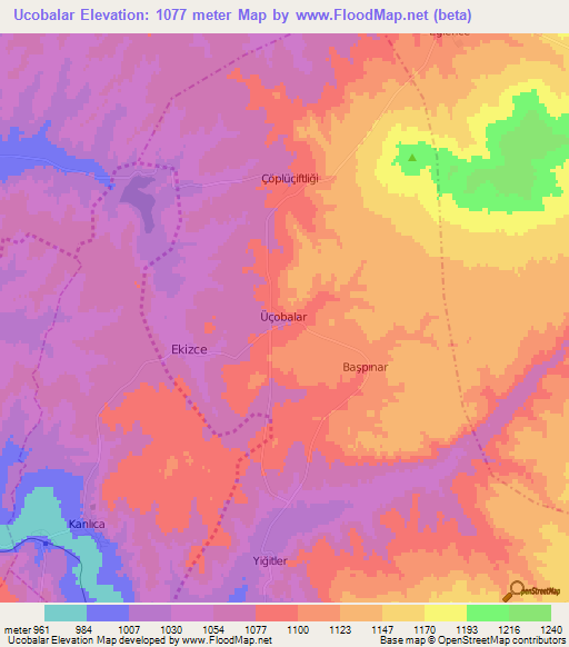 Ucobalar,Turkey Elevation Map