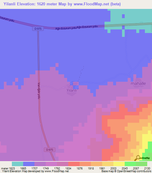 Yilanli,Turkey Elevation Map